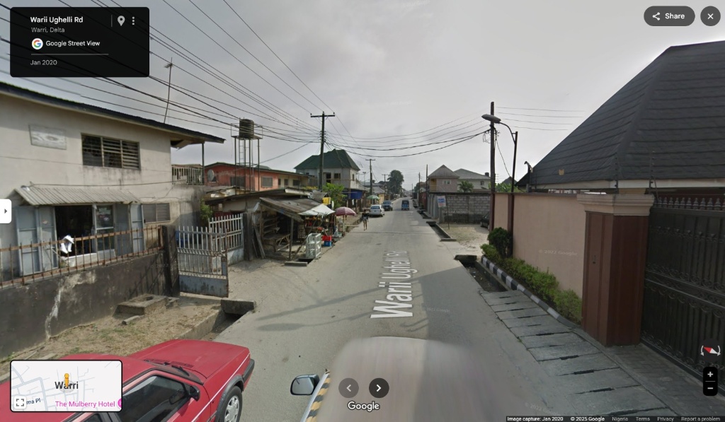 Google Street View of Warri Ughelli Rd, Warri, Delta from January 2020